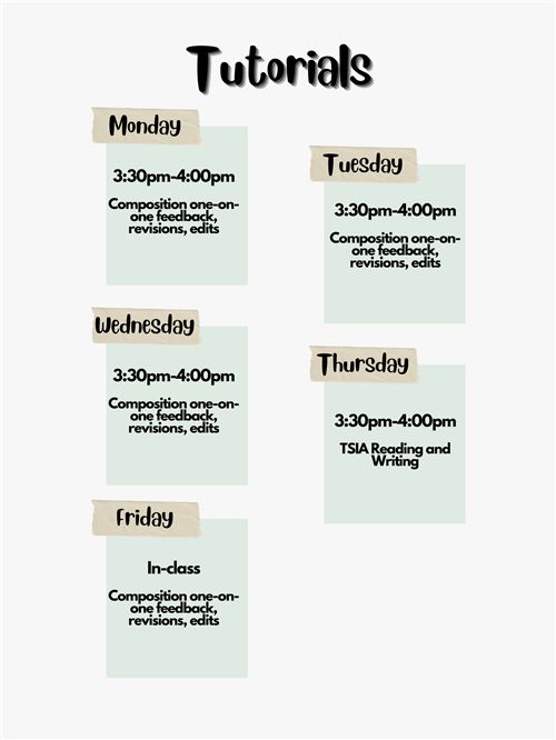 Tutorials Schedule